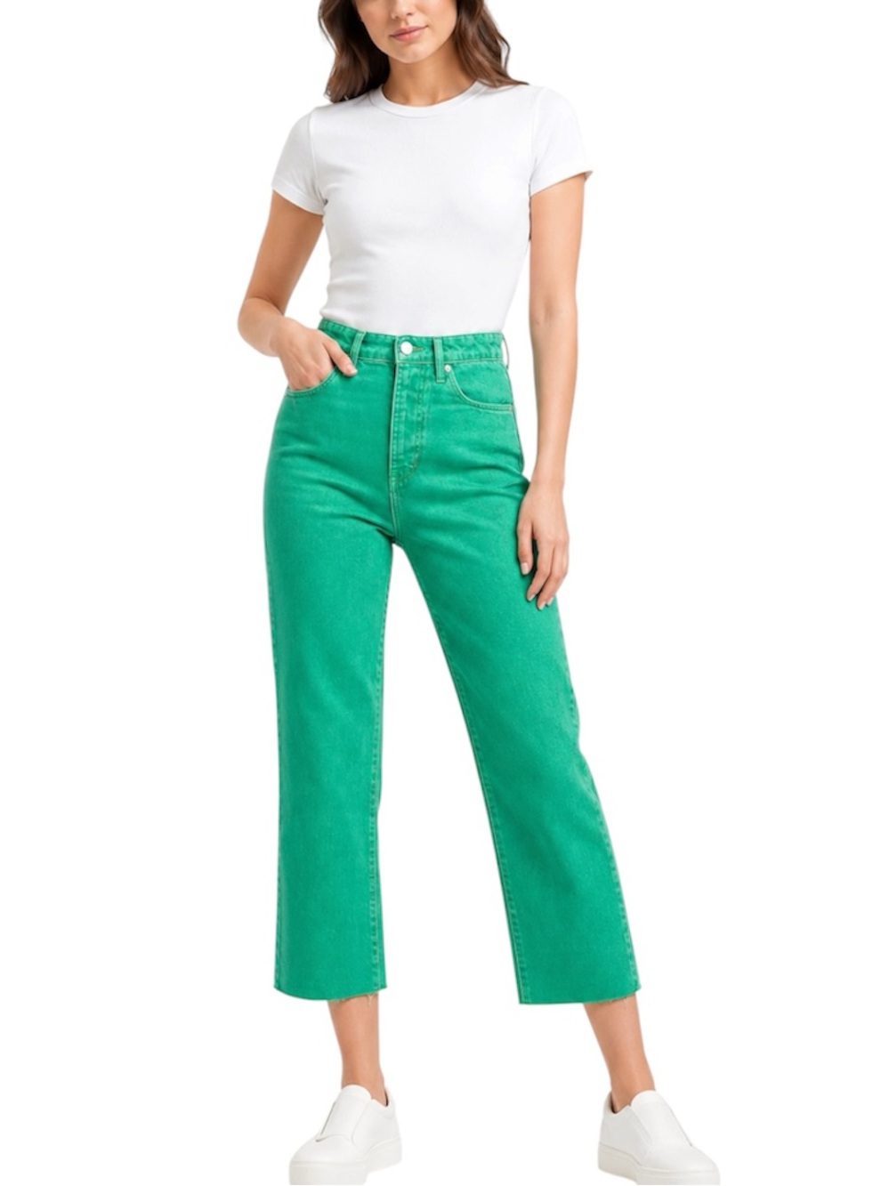 NWT BLANK NYC Women’s Baxter Ribcage Straight Leg Jean in Feeling Lucky Green